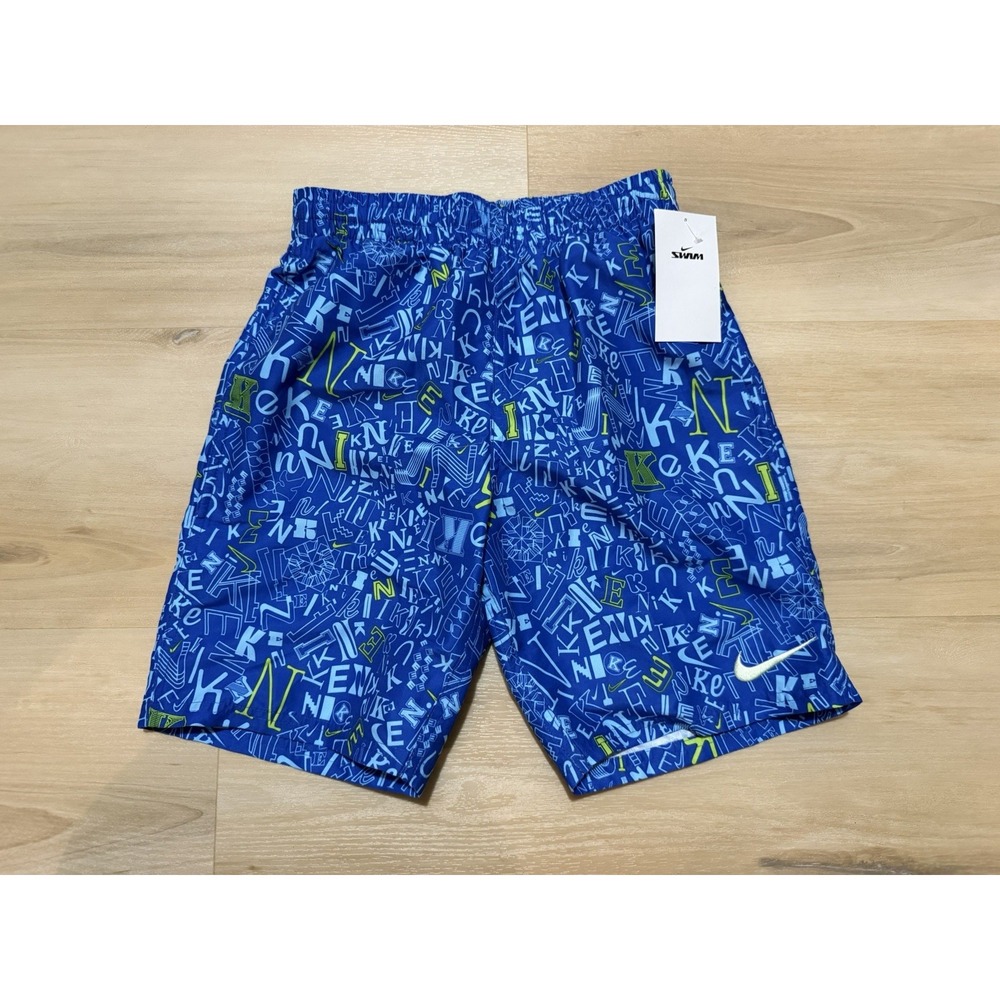 Nike Swim Shorts Trunks Mesh Lining & Pockets Blue Boys Size Large